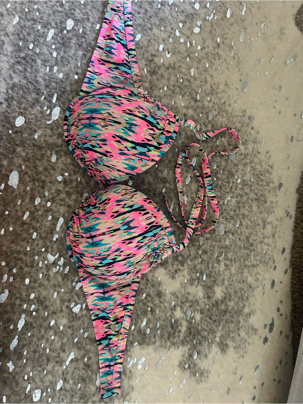 Kids Pink Multi-Color Patterned Swim Top